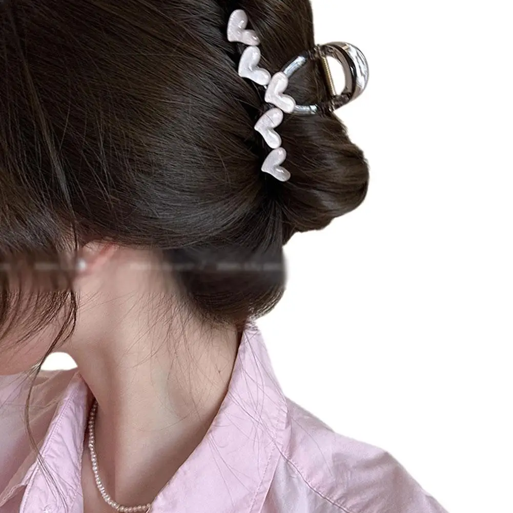 여성용 한국 스위트 반투명 하트 헤어 클로, 우아한 2024, 새로운 머리띠, 패션 상어 클립, 머리핀, 헤어 액세서리