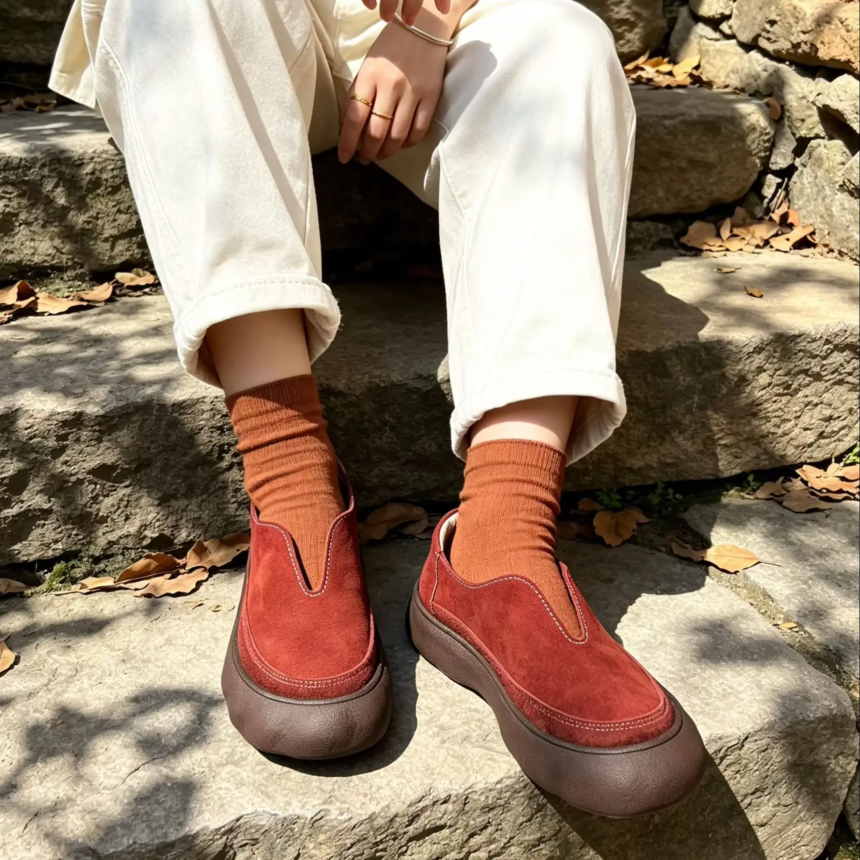 New hiking camp shoes, comfortable trail shoes, casual vacation travel genuine leather thick-soled shoes