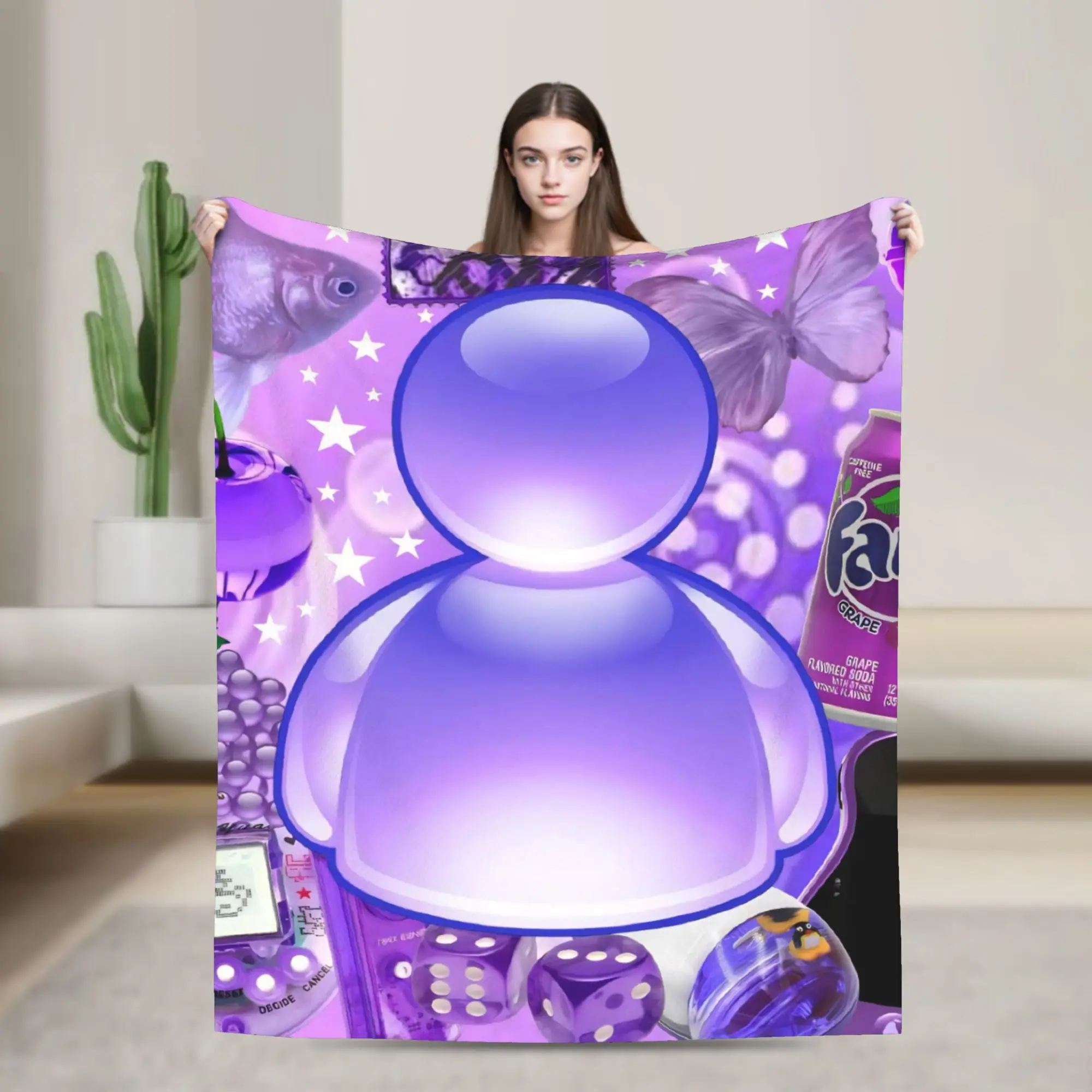 Purple Frutiger Aero Person Blanket  Plush Throw Blankets Summer Air Conditioning Decoration Soft Warm Bedspread