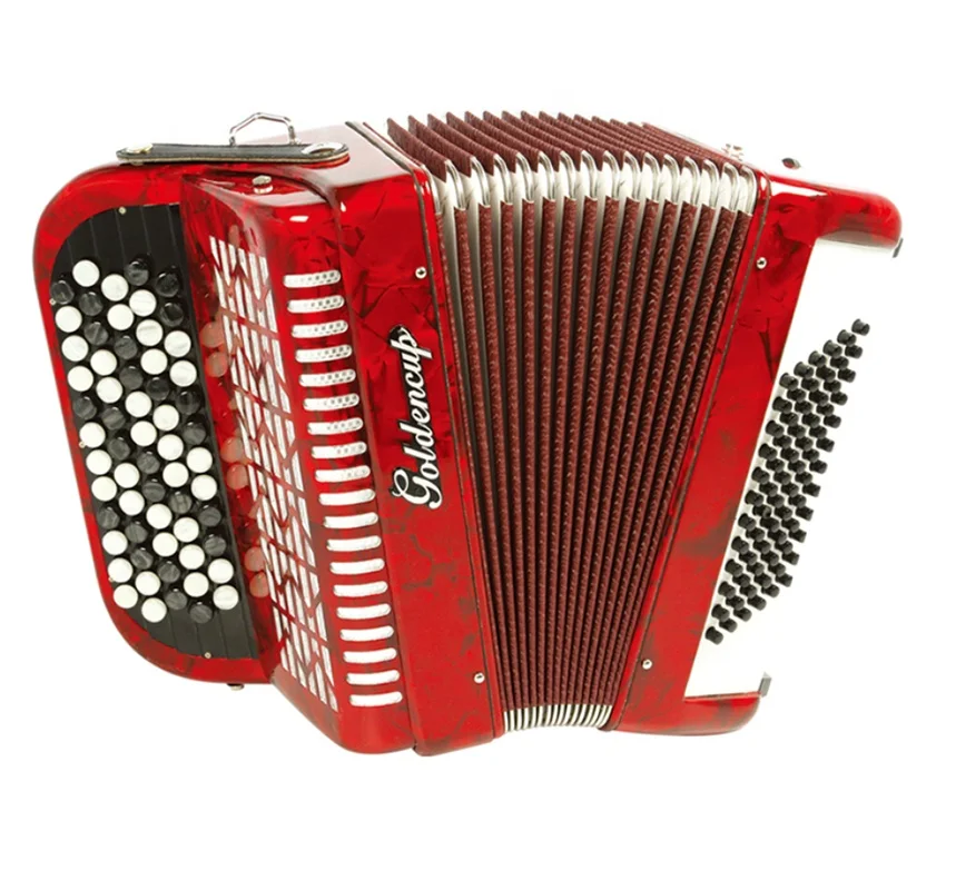 Professional Red Celluloid Button Accordion JB5060 62-Button Instrument 60 Bass 34 Tones Diatonic Accordeon Wood