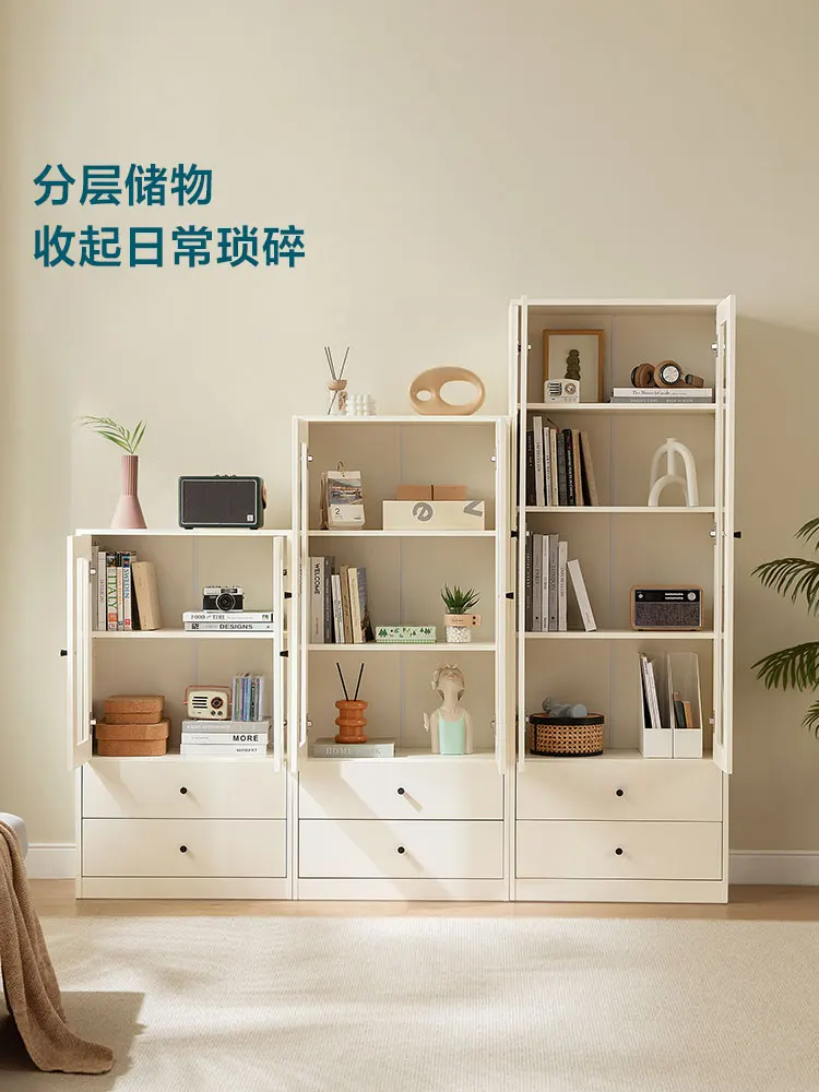 Household living room cabinet combination bookcase dust-proof bookshelf glass storage cabinet with door low cabinet