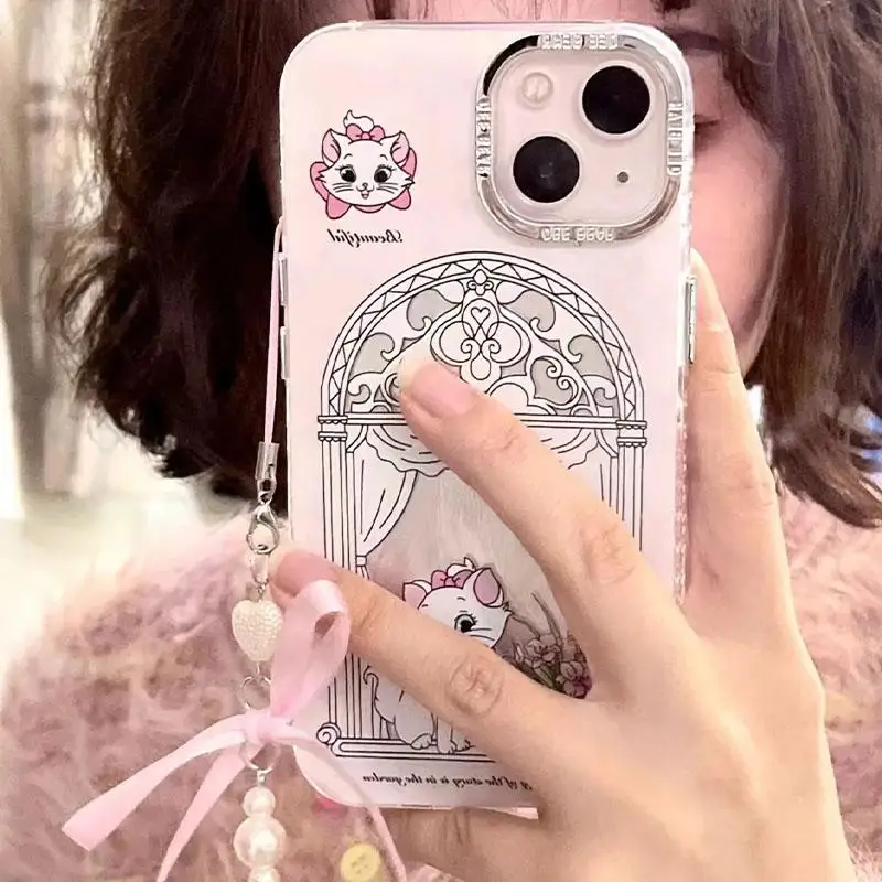 New Kawaii Disney Marie Cat The Aristocats Phone Cases Cute Dustproof Soft Case Iphone15/14/pro/max/12/11 Anti-Fall Girl Gift