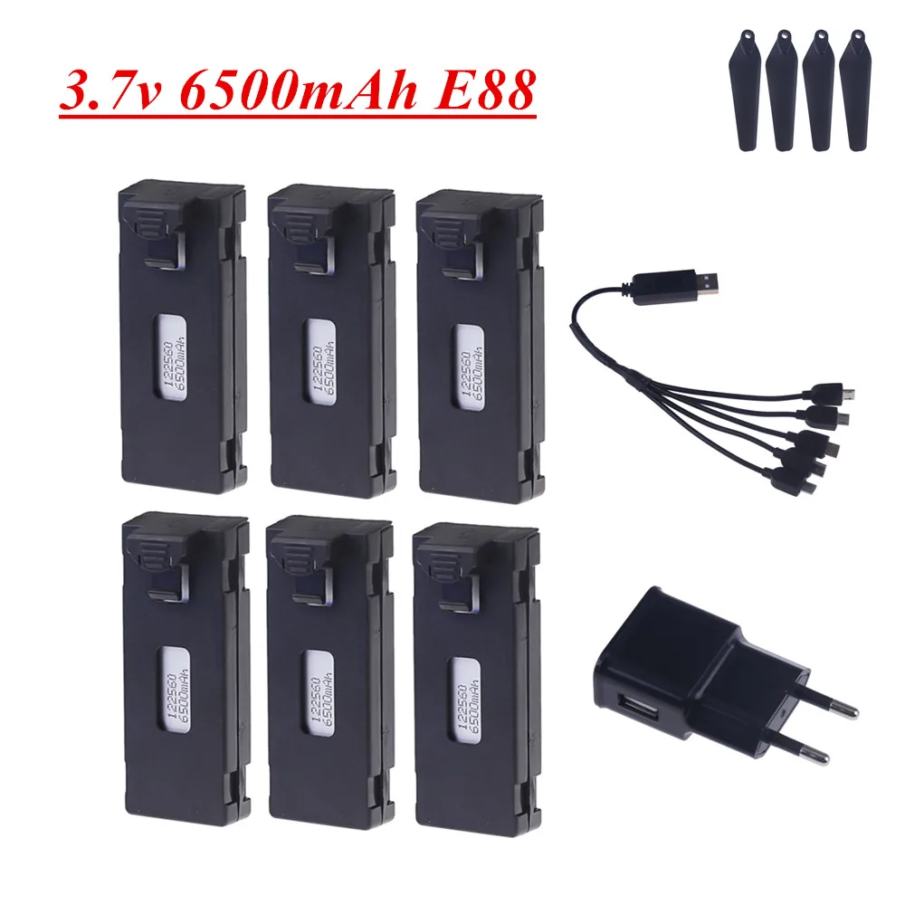 Original E88 Battery 3.7V 6500mAh Lipo Battery For E88 E88PRO E525 E99 P1 K3 P10 A13 S98 RC Quadcopter Drone Parts Batteries