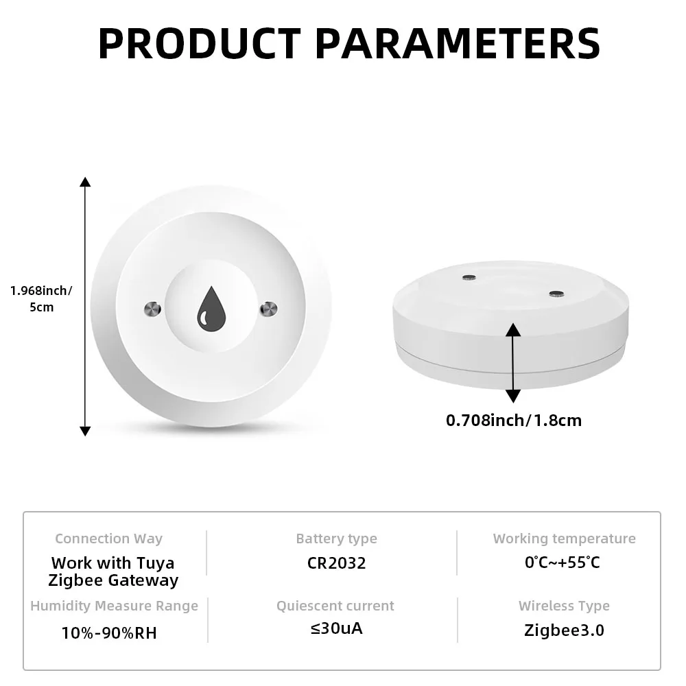 ZigBee Water Sensor Leak Detector Tuya Flood Water Leakage Alarm Smart Life Control Need Zigbee Gateway