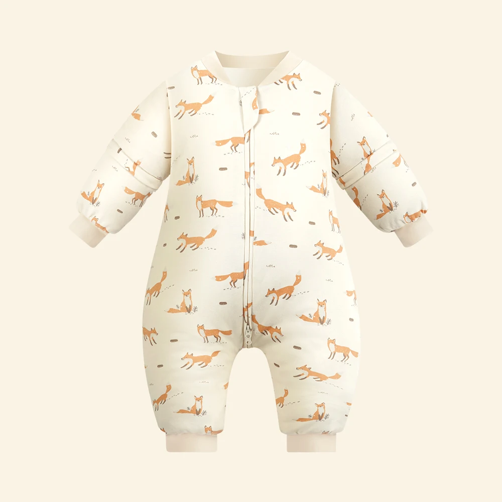Schlafsack für Kinder von 1–4 Jahren, Nackenschutz, warm, winddicht, 3-Reißverschluss-Design, abnehmbare Ärmel, Baby-Schlafsack, 2,5 Tog