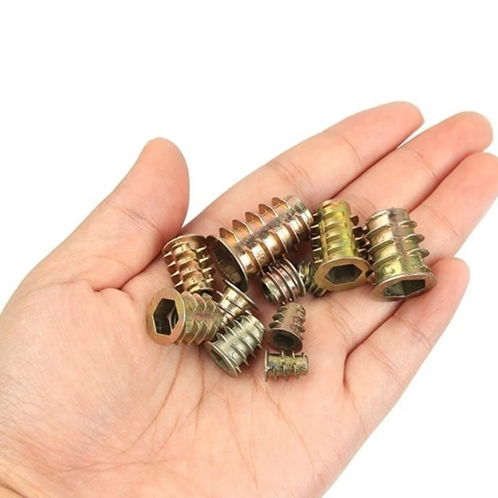 

50pcs Threaded Fastener Connector Zinc Alloy Insert Nut For Wood Furniture Durable Screw Replacement Drive Head Barrel Bolt
