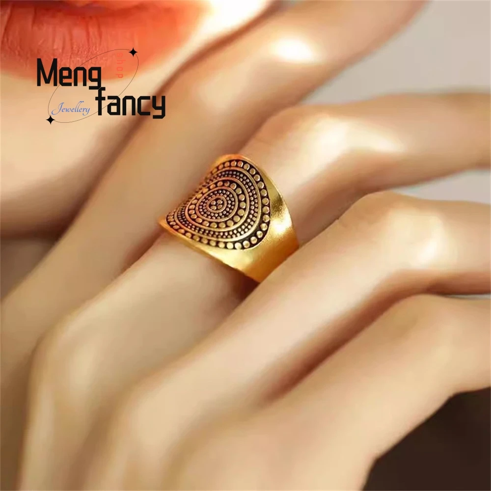 

Retro Golden Polka Dot Shield Ring Is Simple, Elegant And Creative. The Wide-Face Ring Has A Powerful Opening Fashion Jewelry