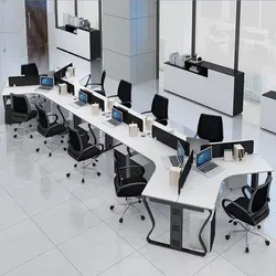 Commercial furniture office cubicle curved office desks and workstations high quality 6 8 10 person staff station