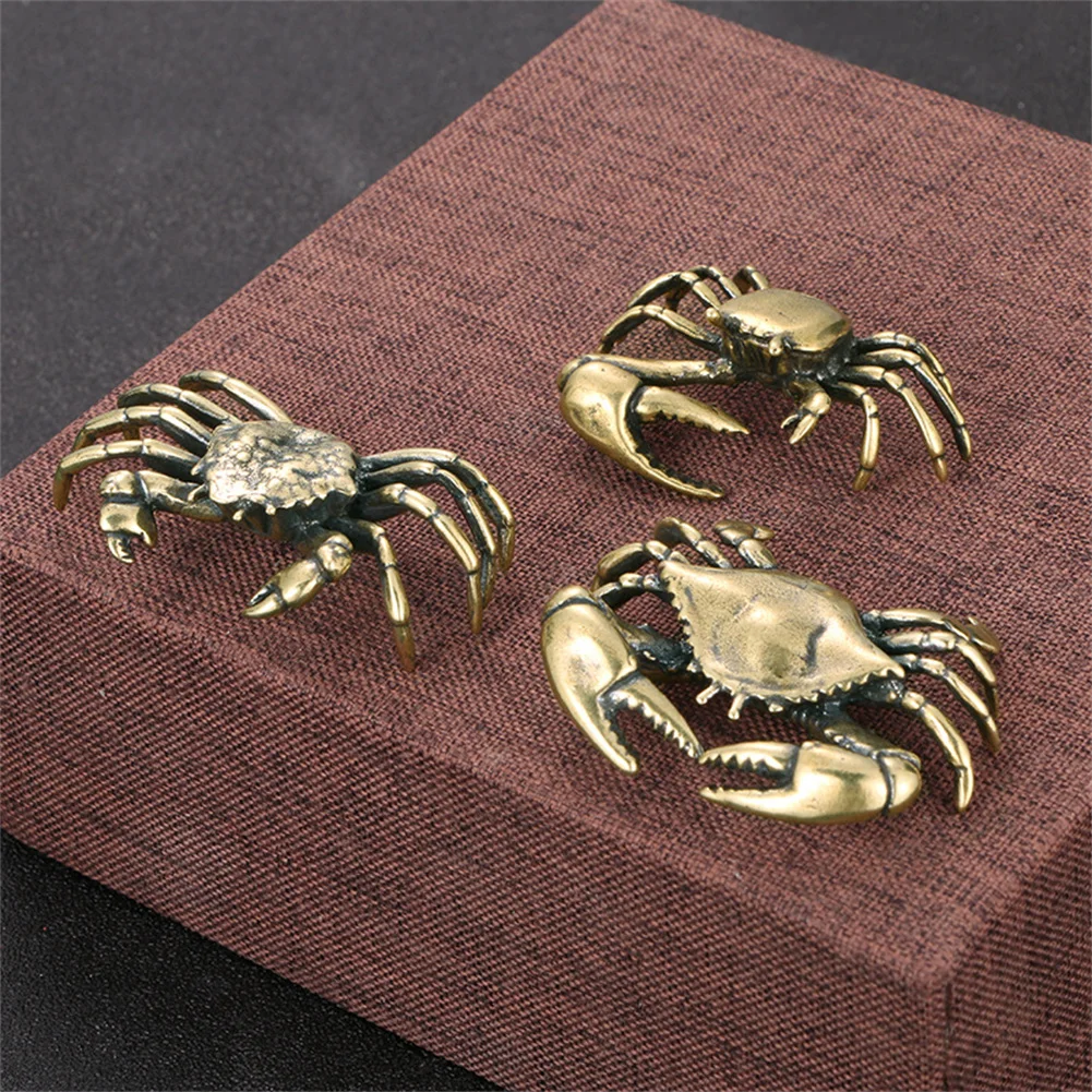 Pure Brass Crab Figurines Mini Animal Statue For Office Desk Living Room Antique Animal Miniature Figurines Home Decor