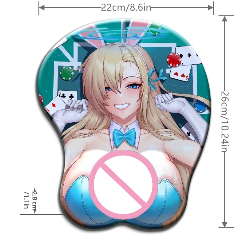 Blue Archive Asuna Blue Bunny Chest Mouse Pad Anime Desk Mat Gamer Special Wristband
