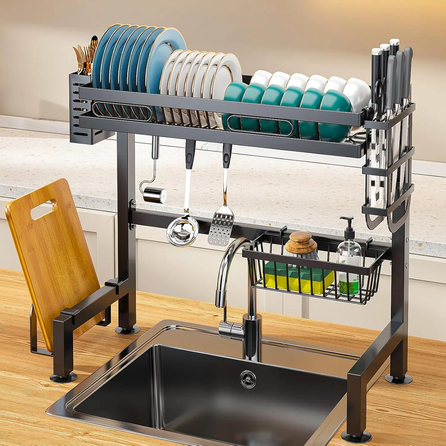 

Dish Rack Over Sink Kitchen Above Sink Shelf Dish Drying Rack Large Capacity 55CM, Single Layer/Double Layer