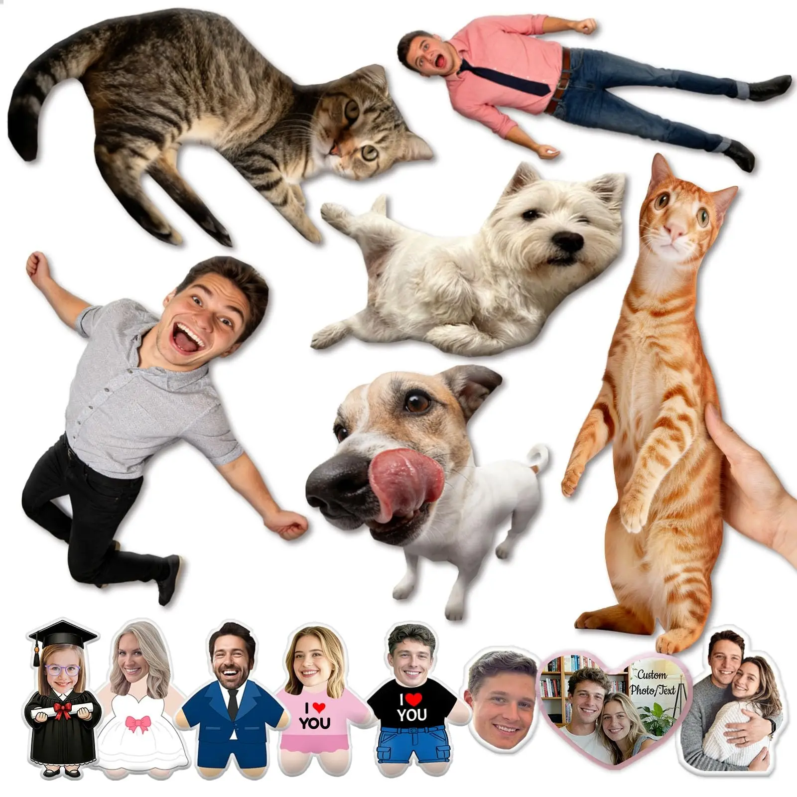 Custom Ugly Pillow No White Edges Personalized Double‑Sided Photo Plush with Picture Customized Stuffed Funny Human Dog Cat Pet