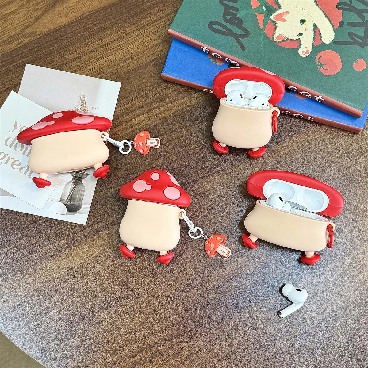 Чехол для наушников Airpods pro/pro 2, чехол для наушников с милым мультяшным рисунком для Airpods 4/3/2/1 Gen с брелоком для девочек и мальчиков