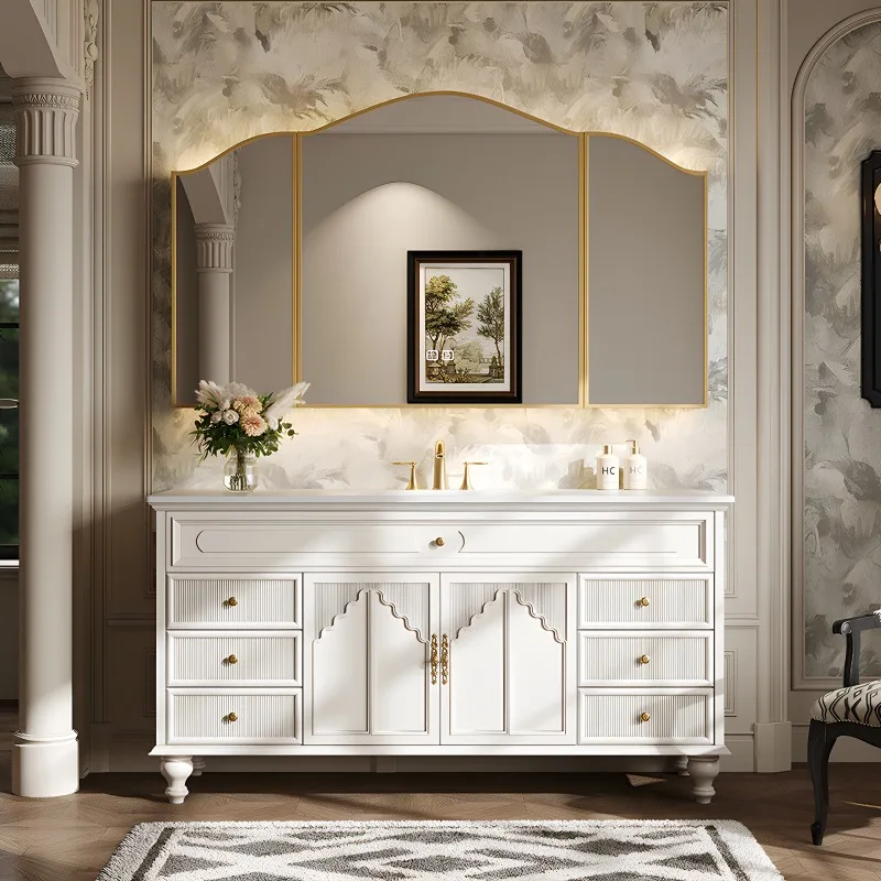 

Organizer Storage Bathroom Cabinet Wall Mirror Accessories Toilet Display Partitions Cupboard Modern Gabinete Hotel Furniture