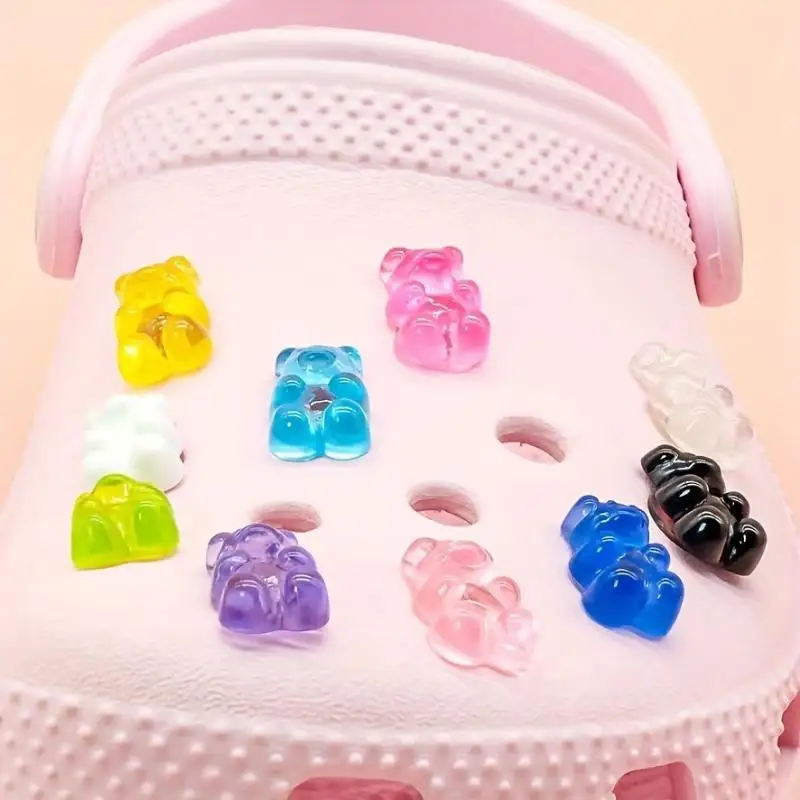 10/20pcs Glow In The Dark Cute Bear Shoe Charms-Luminous DIY