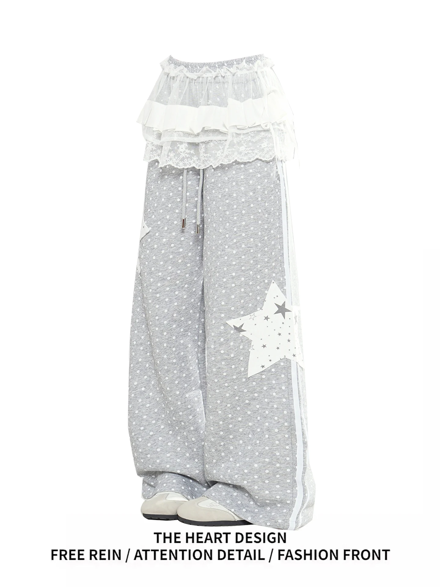 

Женские спортивные брюки с вышивкой в горошек и звезды, весна 2026, свободные повседневные брюки, удобные, дышащие, из полиэстера