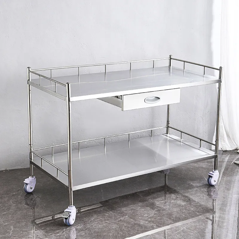 thickened-stainless-steel-treatment-cart-medical-trolley-medical-extended-instrument-cart-surgical-trolley-packaging-console