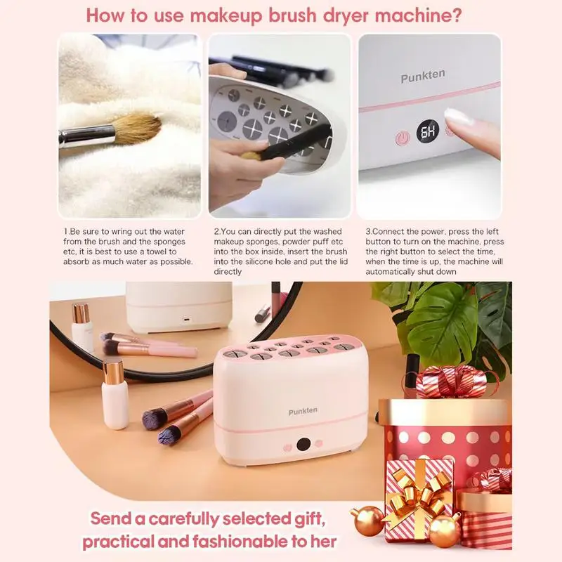 Make-Up Borsteldroger Snelle Elektrische Make-Up Borsteldroger Machine 12 Gaten Multifunctionele Beauty Cosmetische Puff Make-Up Tools Droger