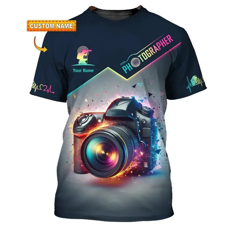 Photographer Uniform T-Shirt Custom Name Personality Express Hip Hop Street Round Neck T Shirts 3d Print Design DIY Design Tee