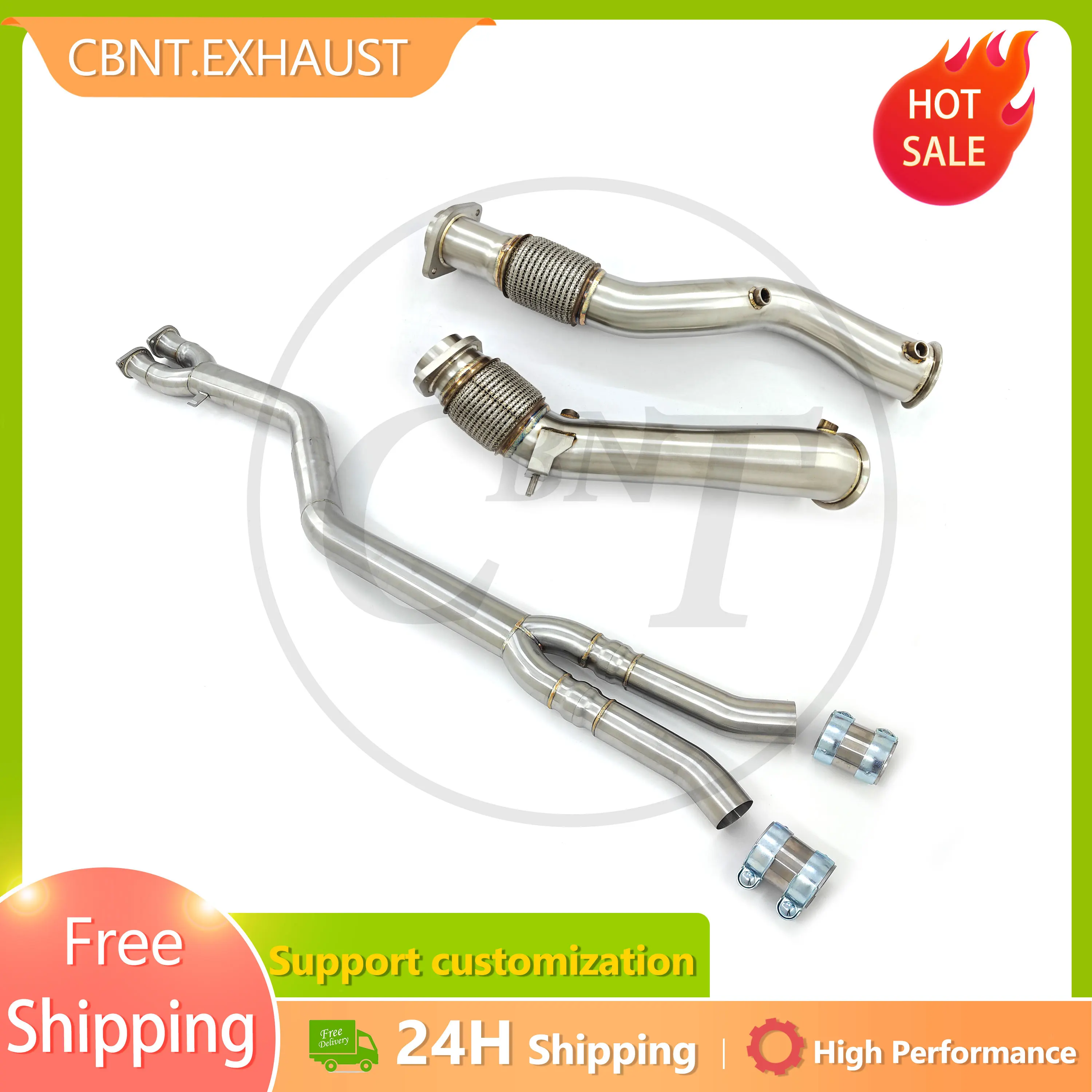 

CBNT Catless Downpipe & 89mm Single Midpipe for BMW F97 X3M F78 X4M S58 High Performance SS304 MiddlePipe Free Flow Exhuast Pipe