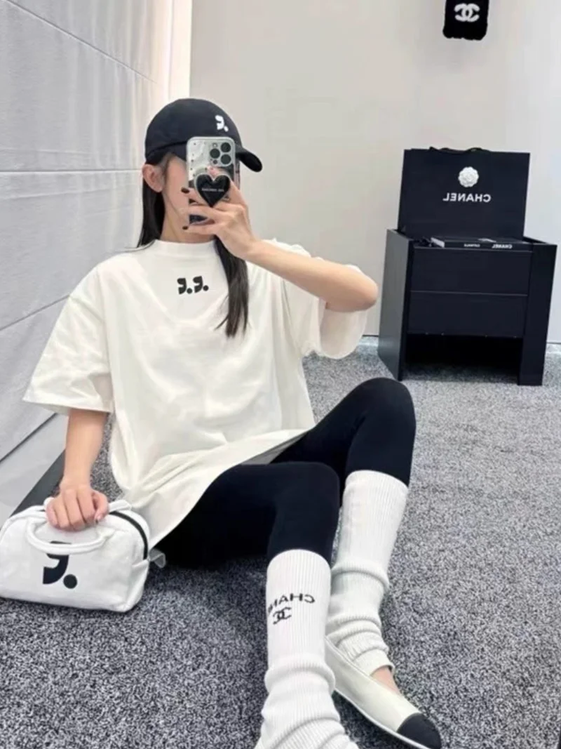 

Clete Tee Labels ort Sve T-irt Casual Loose Fit Pure Color Cotton round Ne Regular Length Summer Top for Women