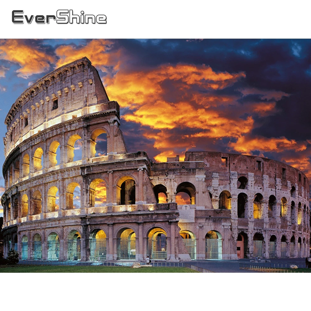 EverShine Full Square Diamond Painting Colosseum Cross Stitch Embroidery Rome Building New Arrival Mosaic Landscape Wall Decor