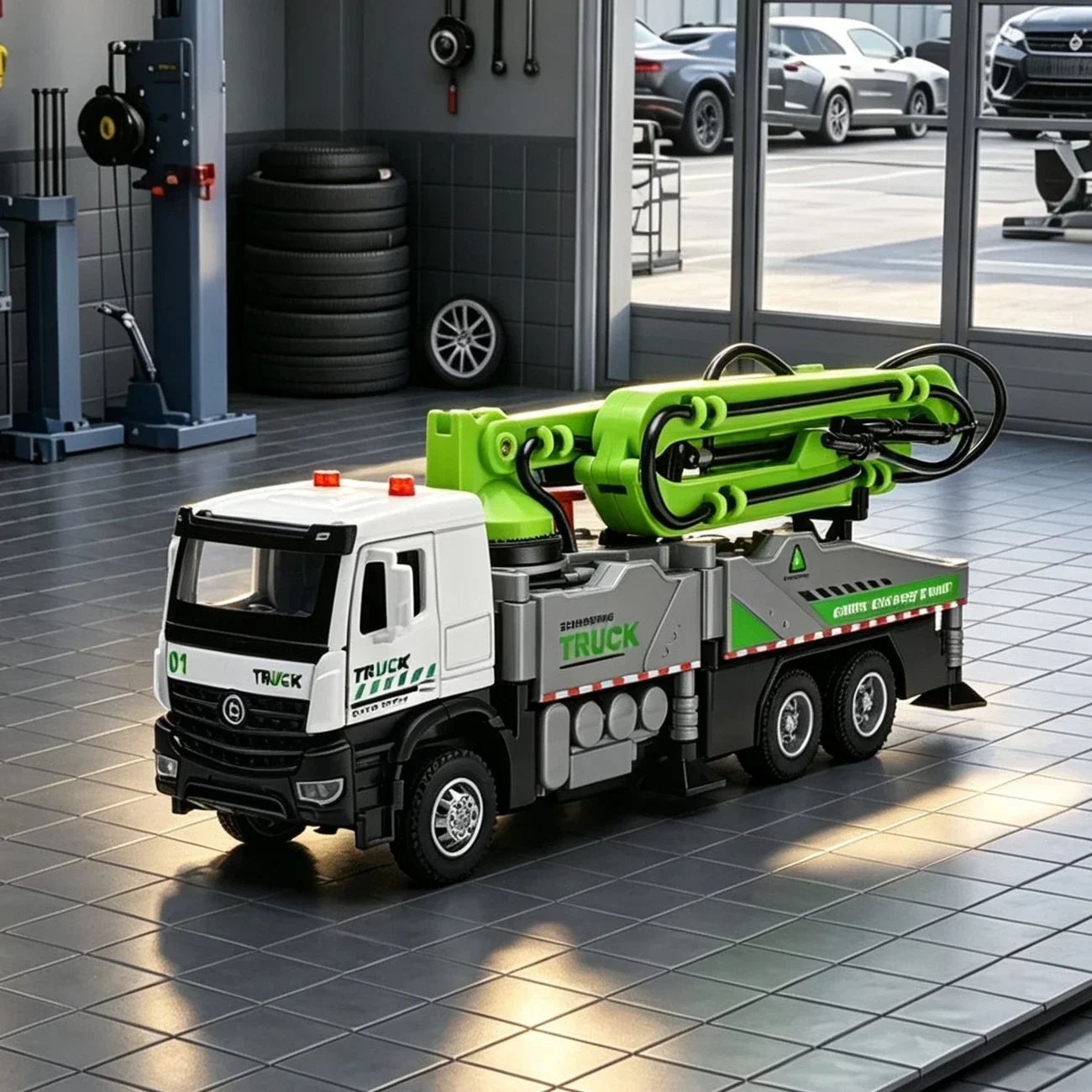 Alloy Cement Concrete Pump Truck Engineering Vehicle with Extendable Boom, Excavator Blender garbage truck, Collection Model