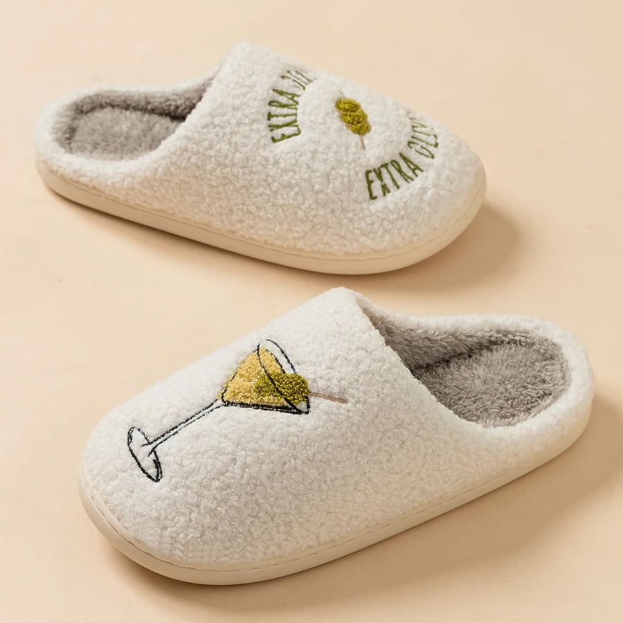 Fashion Cute Cup Pattern Women's Winter Slippers Indoor Warm Soft Sole Comfortable Bedroom Casual Couple Home Shoes image 4