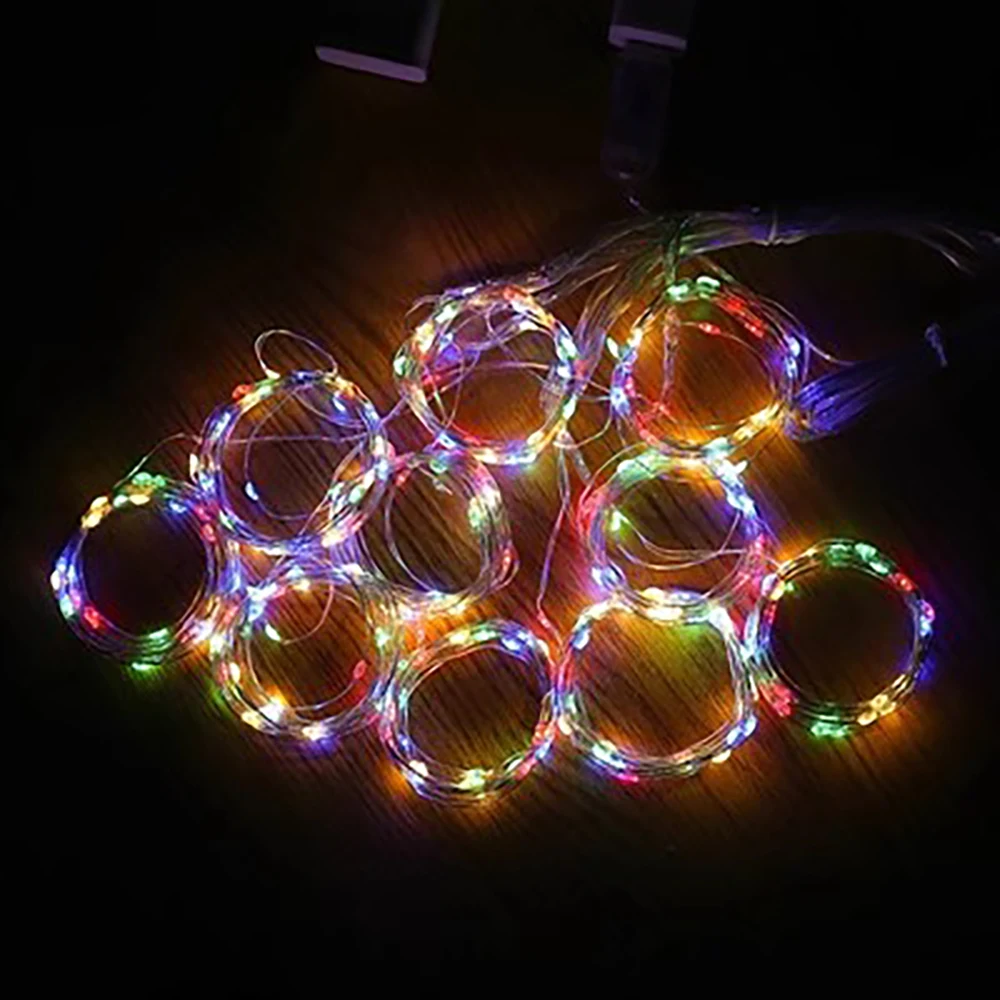Guirlande lumineuse en fil de cuivre avec USB et télécommande, parfaite pour les mariages de Noël et la décoration de la pièce avec rideaux lumineux féeriques