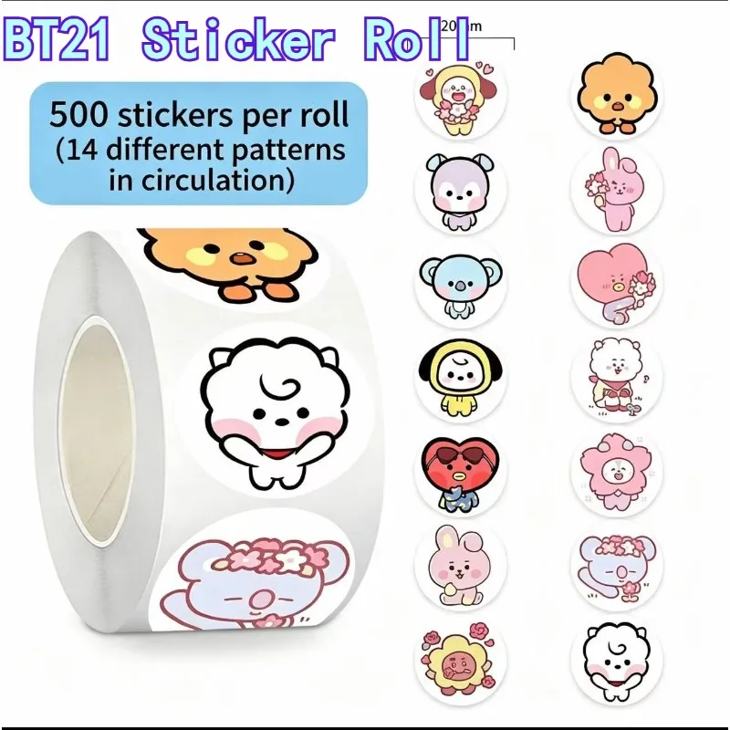 500 Stück BT21 süße Cartoon-Aufkleber, K-Pop-Idol-Merchandise für DIY-Handyhüllen & Scrapbook-Dekoration, süße Dekorationen, Cartoon-Puppen
