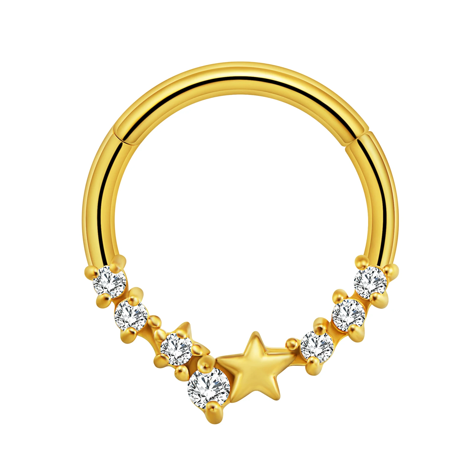 Stainless Steel Hinged Hoop Nose Rings with Butterfly Pattern