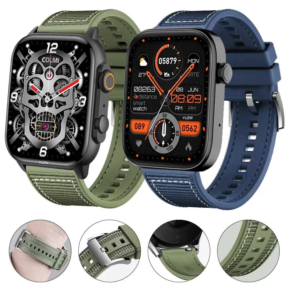 シリコンウォッチバンド,colmi p71,correa,sport watch,ナイロン,c81,m42,m41,m40,p68,p60,v68,i30,c63,22mm