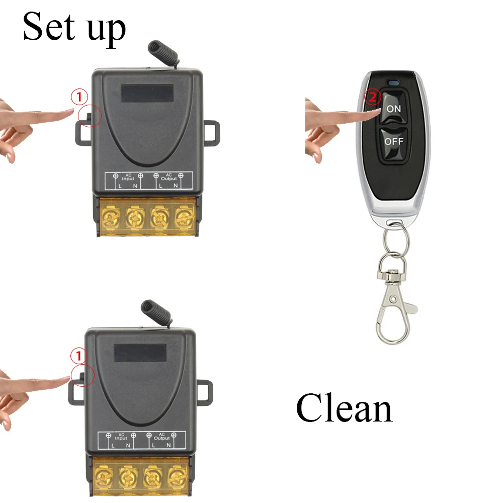433MHz สวิทช์สวิทช์แบบไร้สายรีโมทคอนโทรลพัดลมโคมไฟติดเพดาน AC8-84V 30A โมดูลรีเลย์ ON/OFF เครื่องส่งสัญญาณ Keyfob Home LED