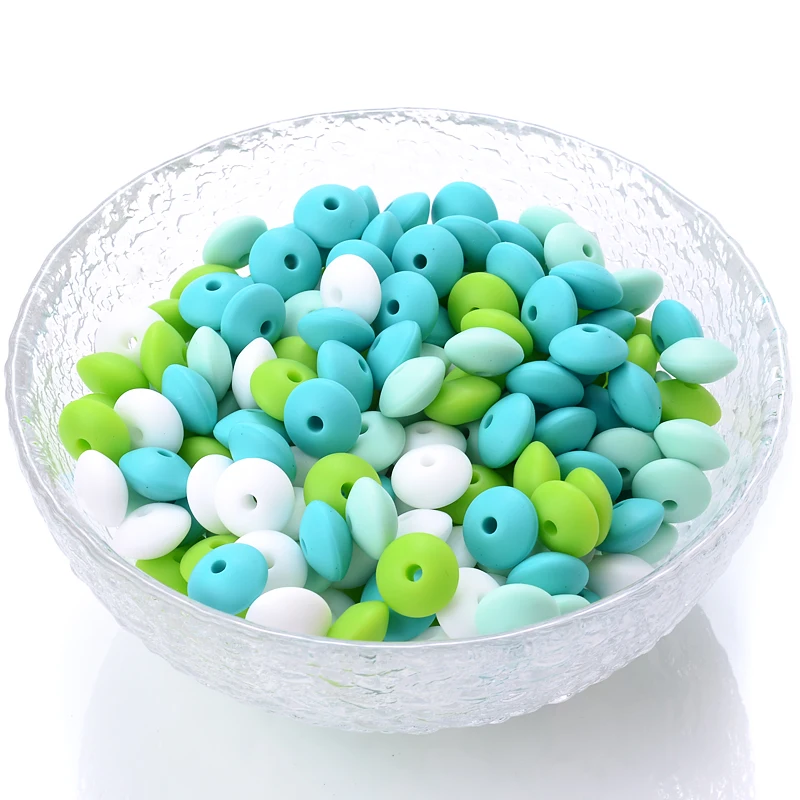 50Pcs Baby Pearl Silicone Beads Lentil 12mm Beads For Jewelry Making Pacifier Chain DIY Necklace Bracelets Jewelry Accessories