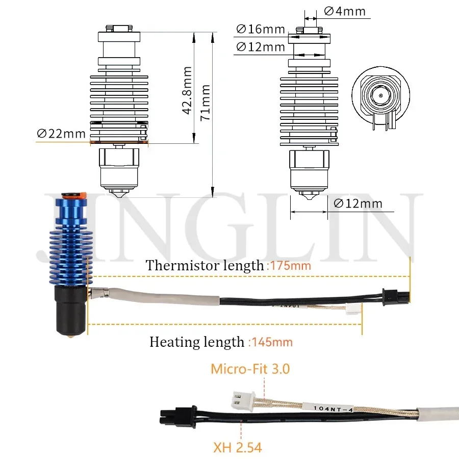 Volcano Hotend Kit 24V 50W 60W E3D V6 For Voron 2.4 3D Printer Ceramic Heating Core Print Head For Voron Prusa MK3S Ender 3 CR10