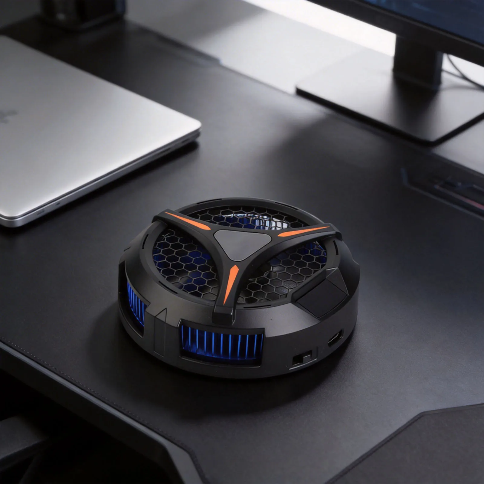 Cooler Fan Compatible with Tablet Laptop Stands Incorporating Semiconductor Refrigeration and Dual Speed Switching