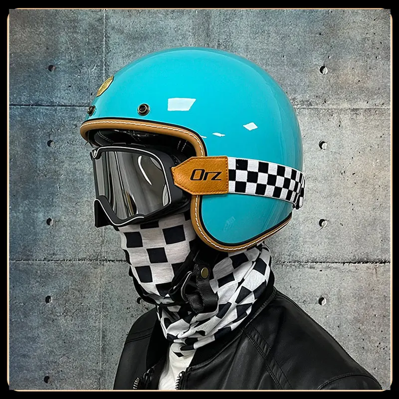 DOT Approved Three Quarters Open Face Casco Moto Vintage Motorcycle Helmet Men Woman Helmets Moto Retro Motorcycle Helmet Goggle