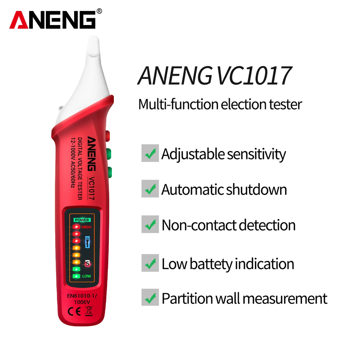 ANENG VC1017 cyfrowy miernik napięcia AC multimetr długopis 12-1000V NCV automatyczny woltomierz inteligentny Tester czujnika brzęczyk detektor