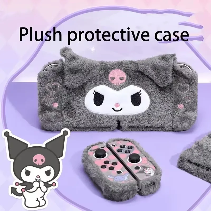 

Защитный чехол Sanrio Kuromi Switch, аксессуары Oled, плюшевый мягкий корпус, сплит-тип, все включено, защита от падения, студенческий фестивальный подарок