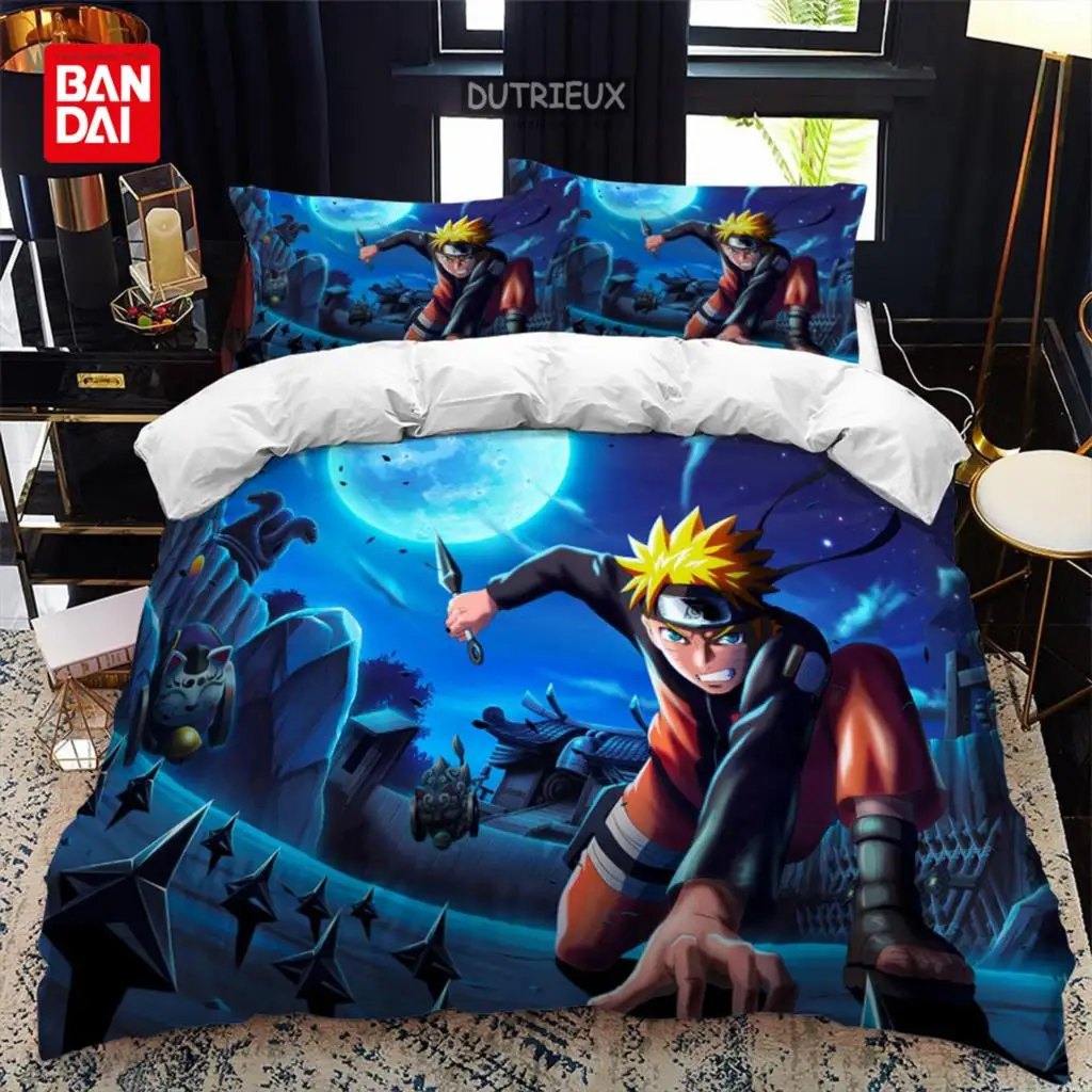 Naruto Duvet Cover Set Anime Print Pillowcase Quilt Cover Bedding Bag Set Queen King Size 3D Digital Printing Kids Home Supplies