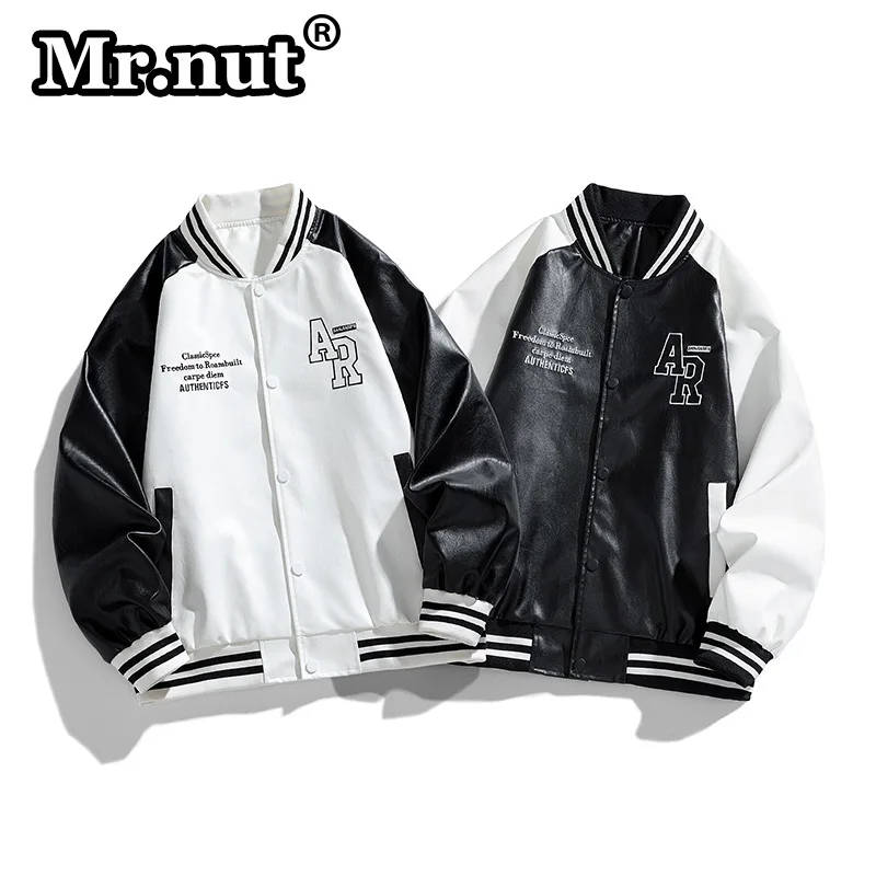 

Mr.nut Spring Autumn Men Leather Baseball Uniforms Aviator Racing Biker Clothing Male Motorcycle Jacket Waterproof Streetwear