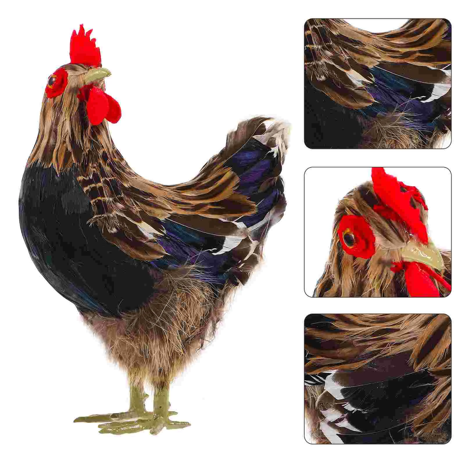 Ornament Simulation Chicken Model Fake Hen Decors Rooster Toy Decoration Small Animal Sculpture