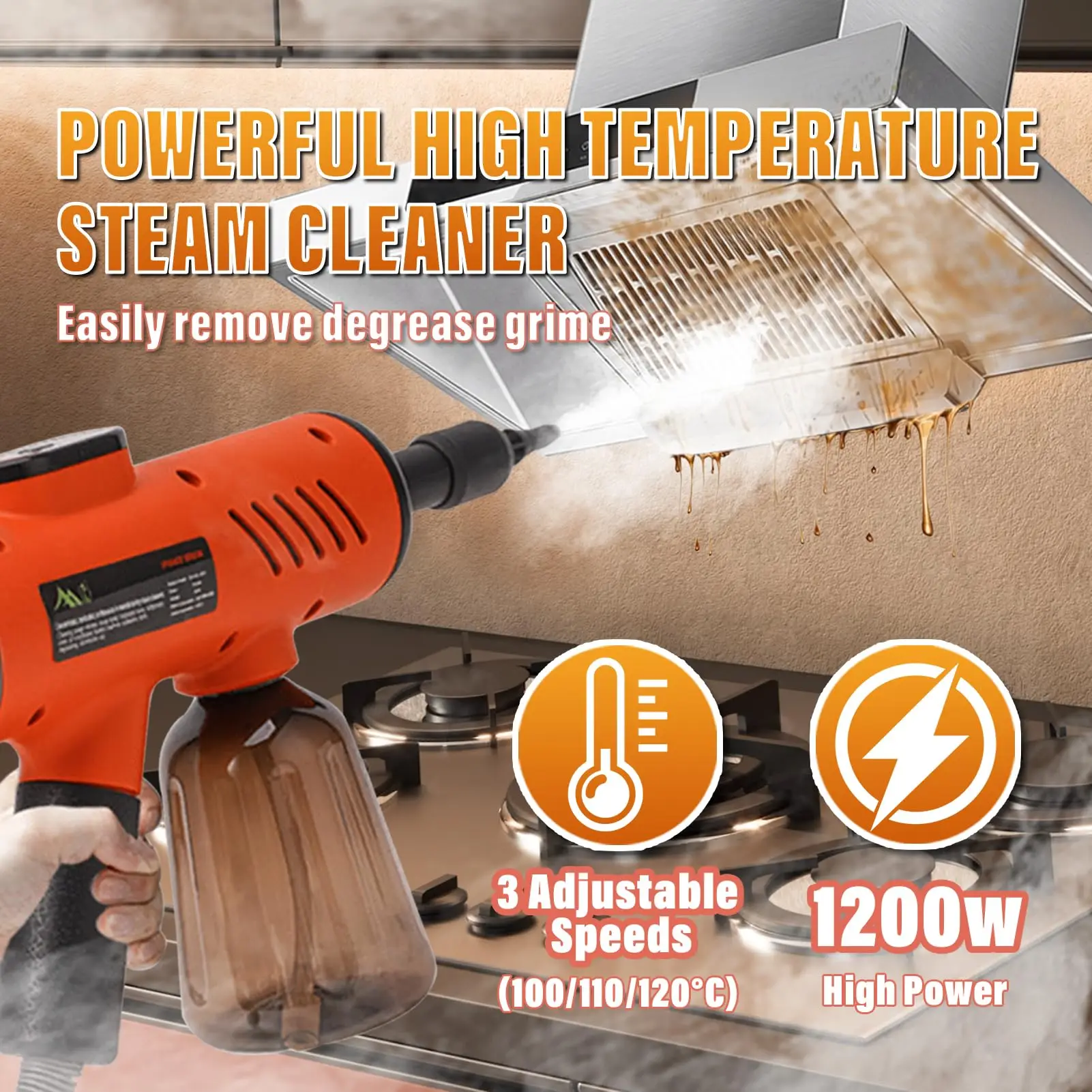 Handheld Pressurized Steam Cleaner, 600ml Hands-Free Portable Steamer, Mini Multipurpose Steam Cleaner with 7 PCS Accessories