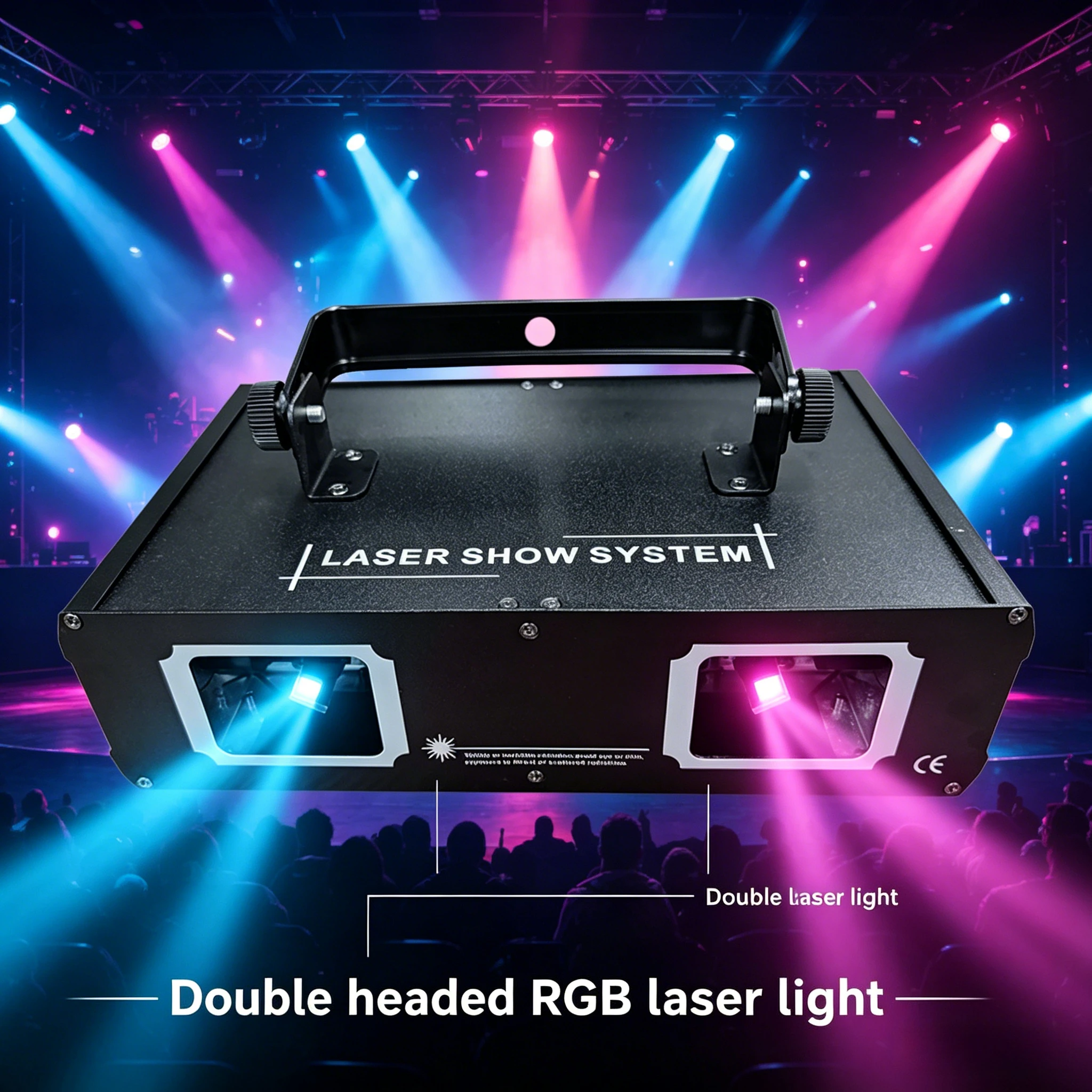 Projecteur laser à double lentille RGB avec scanner de faisceau, contrôlé par DMX512, pour effets de scène, discothèque, bar, mariage, performance en direct, éclairage de club