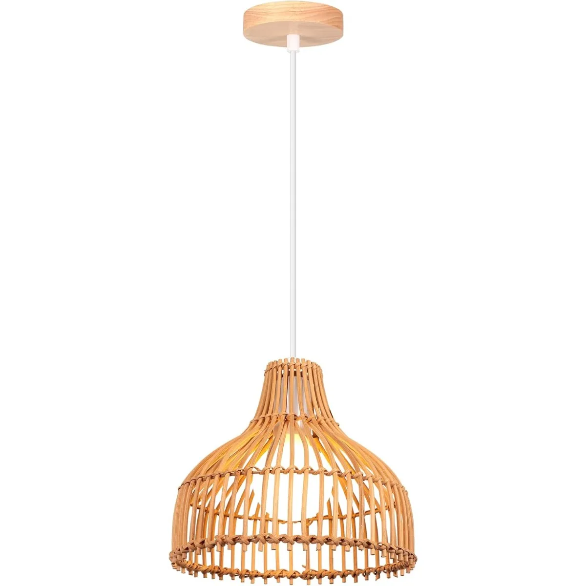 الروطان المنسوجة قلادة مصباح بوهو نمط الخيزران الروطان غطاء مصباح خمر ضوء السقف ديكور الثريات لغرفة المعيشة مطعم #1