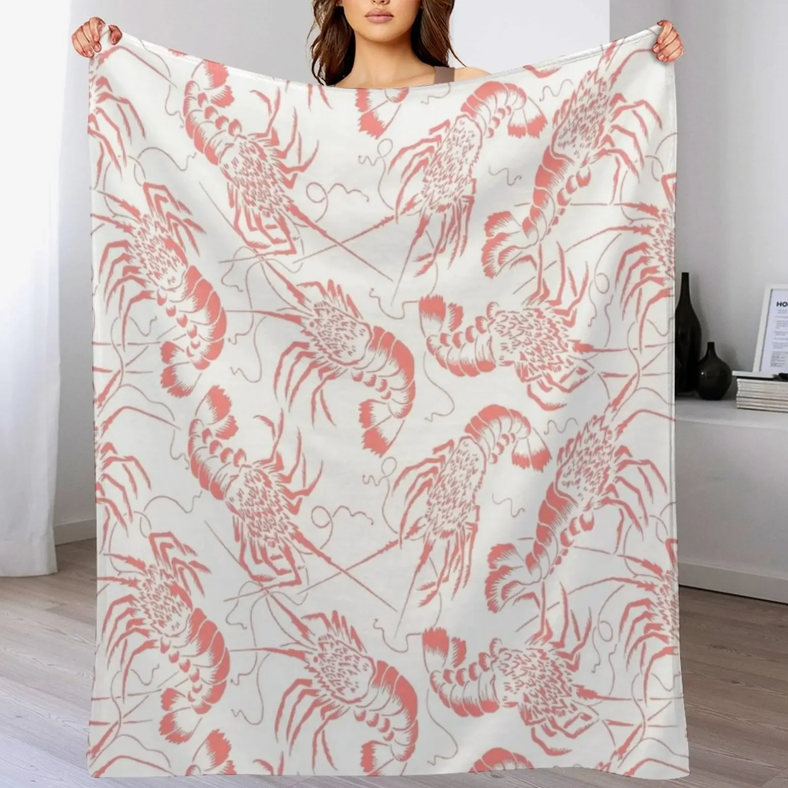 

Prawn Shrimp Pattern Throw Blanket Fade Resistant Durable Throw Blanket