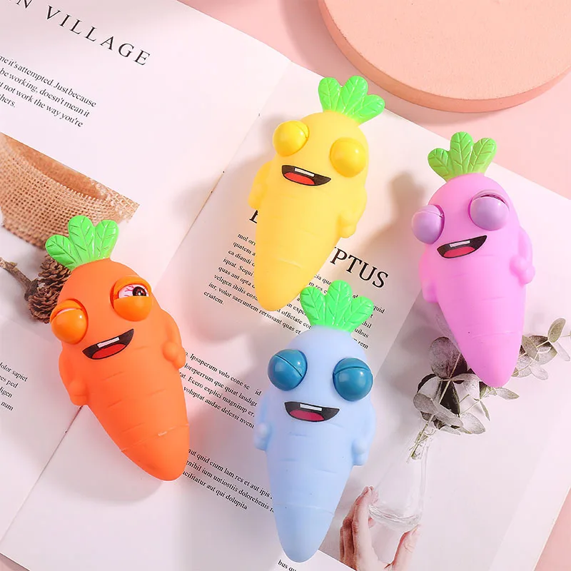 Creative Carrot Squeeze Popping Eyes Colorful Decompression Toy Funny Compulsive Stress Relief Venting Toys