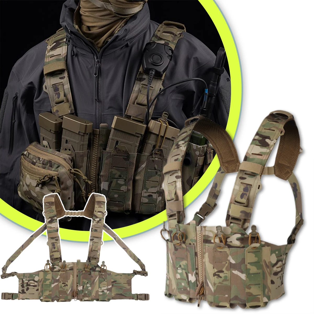 

Lightweight SF Tactical Chest Mount Molle Mount Zipper Connection Fixed Hunting Clothing Accessories for Outdoor Airgun Shooting