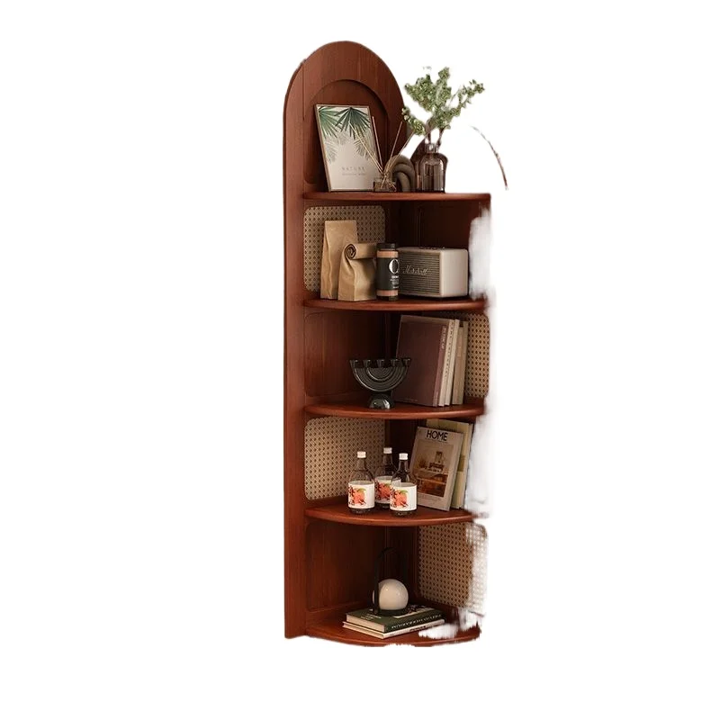 

New Chinese retro rattan corner cabinet, living room corner wall storage cabinet