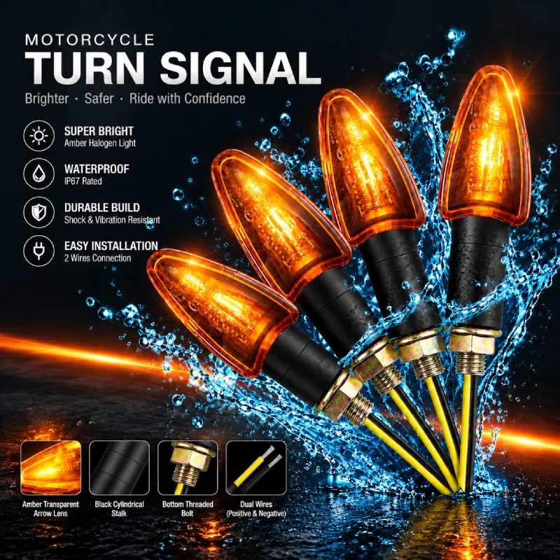 Motorcycle Turn Signal Light 12V 10mm Halogen Turn Signal Motorcycle Blinker Lamp For Honda For YAMAHA Scooter Cafe Racer